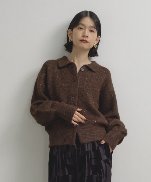 Shelly island（シェリーアイランド）の「スパンコールポロカーディガン（カーディガン/ボレロ・レディース・ブラウン/ホワイト/チャコールグレー・FREE）」の15枚目の写真
