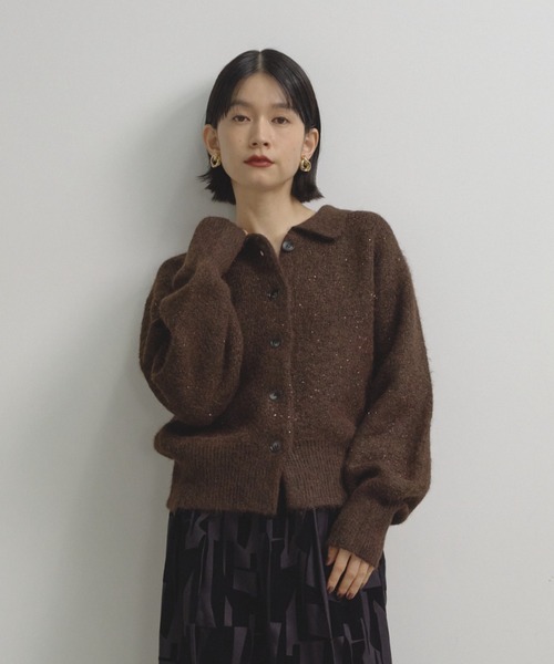 Shelly island（シェリーアイランド）の「スパンコールポロカーディガン（カーディガン/ボレロ・レディース・ブラウン/ホワイト/チャコールグレー・FREE）」の16枚目の写真