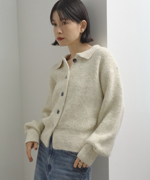 Shelly island（シェリーアイランド）の「スパンコールポロカーディガン（カーディガン/ボレロ・レディース・ブラウン/ホワイト/チャコールグレー・FREE）」の4枚目の写真