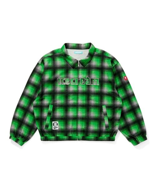 ICECREAM（アイスクリーム）の「APPLIQUE LOGO FLANNEL CHECK ZIP UP SHIRT（ブルゾン・メンズ・ブラウン系その他/グリーン系その他・LARGE/X-LARGE/MEDIUM）」の2枚目の写真