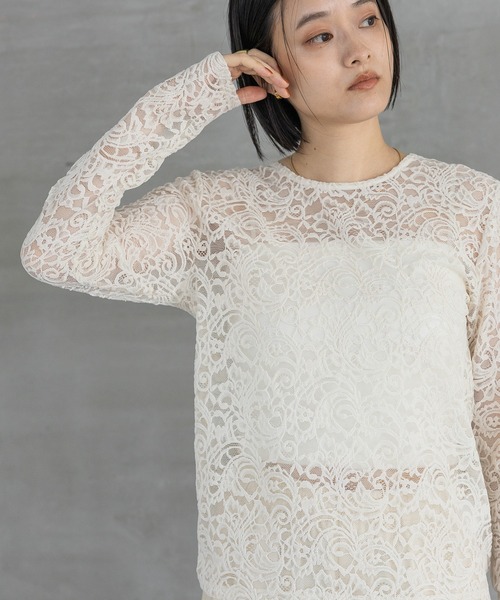 A part by(アパートバイ)の「モールレースプルオーバー_長袖(Tシャツ/カットソー・レディース・ブラウン/アイボリー/ブラック・FREE)」の2枚目の写真