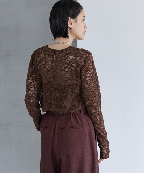 A part by(アパートバイ)の「モールレースプルオーバー_長袖(Tシャツ/カットソー・レディース・ブラウン/アイボリー/ブラック・FREE)」の6枚目の写真