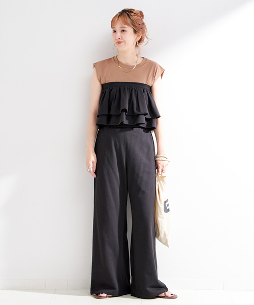 B.C STOCK（ベーセーストック）の「《2点セット》ウォッシャブル / フリルスカート付きスウェットパンツ（スウェットパンツ・レディース・チャコールグレー/ブラック・FREE）」の12枚目の写真