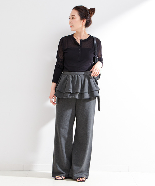 B.C STOCK（ベーセーストック）の「《2点セット》ウォッシャブル / フリルスカート付きスウェットパンツ（スウェットパンツ・レディース・チャコールグレー/ブラック・FREE）」の19枚目の写真
