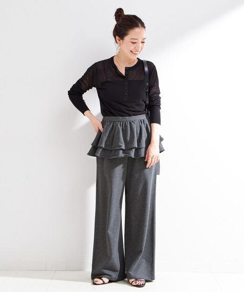 B.C STOCK（ベーセーストック）の「《2点セット》ウォッシャブル / フリルスカート付きスウェットパンツ（スウェットパンツ・レディース・チャコールグレー/ブラック・FREE）」の20枚目の写真