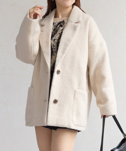 Thevon（ゼボン）の「シャギーミドルコート（その他アウター・レディース・ホワイト系その他/チャコールグレー/モカ・FREE）」の2枚目の写真