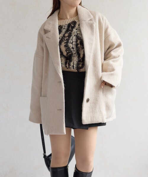 Thevon（ゼボン）の「シャギーミドルコート（その他アウター・レディース・ホワイト系その他/チャコールグレー/モカ・FREE）」の8枚目の写真