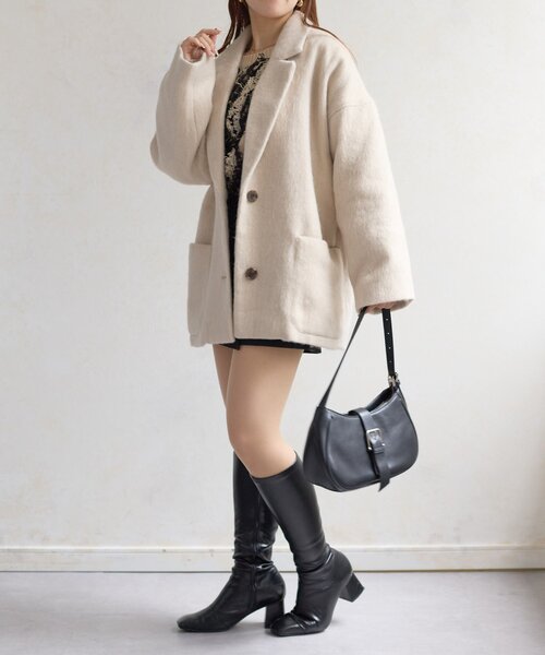 Thevon（ゼボン）の「シャギーミドルコート（その他アウター・レディース・ホワイト系その他/チャコールグレー/モカ・FREE）」の10枚目の写真