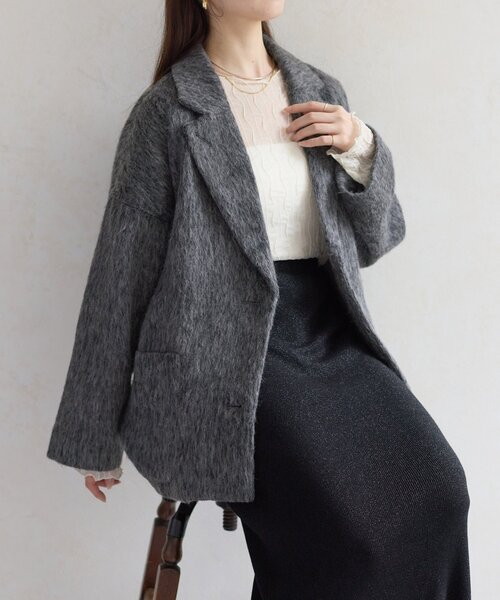 Thevon（ゼボン）の「シャギーミドルコート（その他アウター・レディース・ホワイト系その他/チャコールグレー/モカ・FREE）」の13枚目の写真