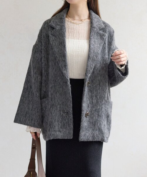 Thevon（ゼボン）の「シャギーミドルコート（その他アウター・レディース・ホワイト系その他/チャコールグレー/モカ・FREE）」の16枚目の写真