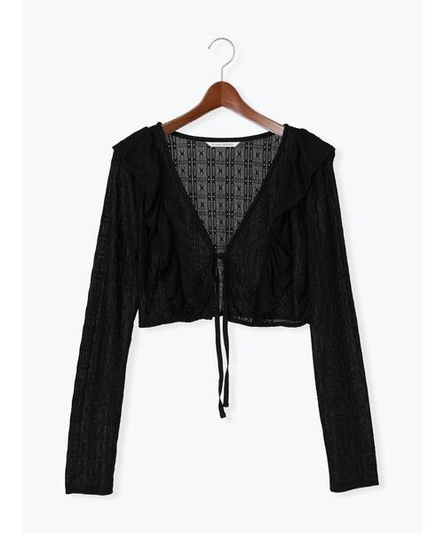 Te chichi TERRASSE（テチチテラス）の「カットレースボレロカーディガン（カーディガン/ボレロ・レディース・ブラック/オフホワイト・F）」の2枚目の写真
