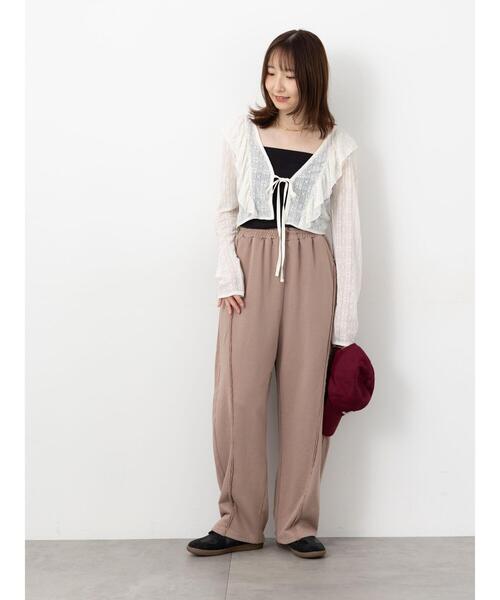 Te chichi TERRASSE（テチチテラス）の「カットレースボレロカーディガン（カーディガン/ボレロ・レディース・ブラック/オフホワイト・F）」の3枚目の写真