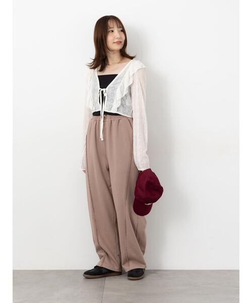 Te chichi TERRASSE（テチチテラス）の「カットレースボレロカーディガン（カーディガン/ボレロ・レディース・ブラック/オフホワイト・F）」の4枚目の写真