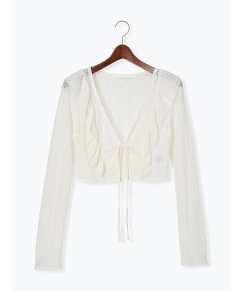 Te chichi TERRASSE（テチチテラス）の「カットレースボレロカーディガン（カーディガン/ボレロ・レディース・ブラック/オフホワイト・F）」の6枚目の写真