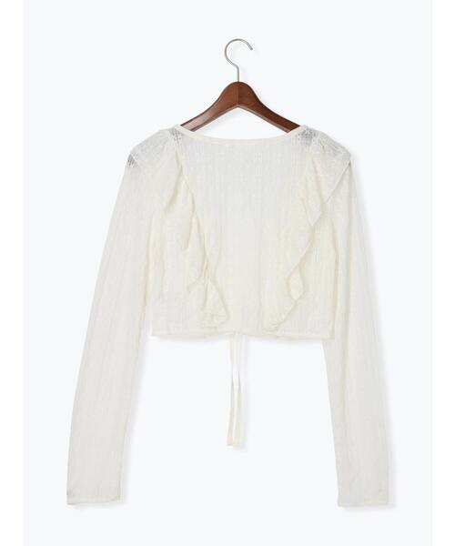 Te chichi TERRASSE（テチチテラス）の「カットレースボレロカーディガン（カーディガン/ボレロ・レディース・ブラック/オフホワイト・F）」の7枚目の写真