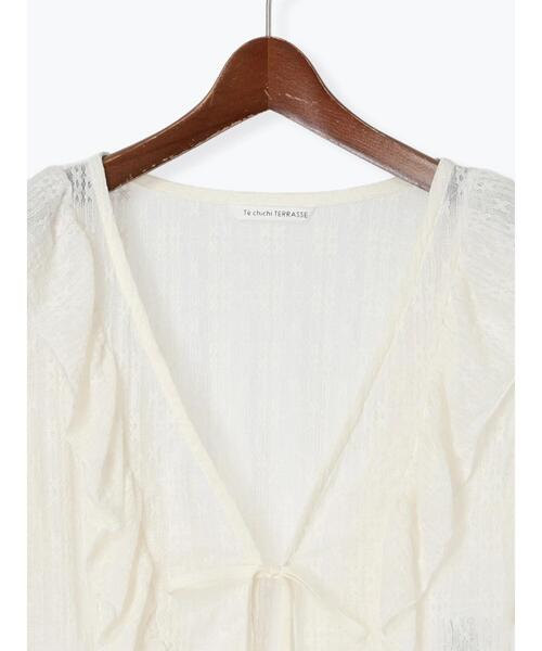 Te chichi TERRASSE（テチチテラス）の「カットレースボレロカーディガン（カーディガン/ボレロ・レディース・ブラック/オフホワイト・F）」の8枚目の写真
