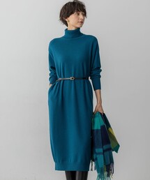 カシミヤブレンド タートルネック ニットワンピース