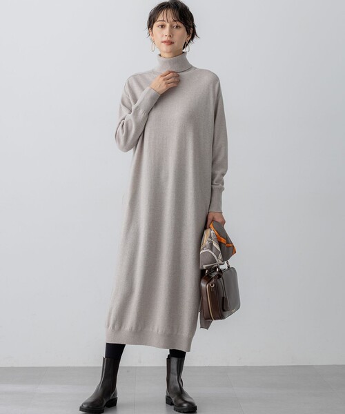 ブルネロクチネリ　極上　カシミヤ100％　ニット　ロング　ワンピース　M セール】カシミヤブレンド タートルネック ニットワンピース