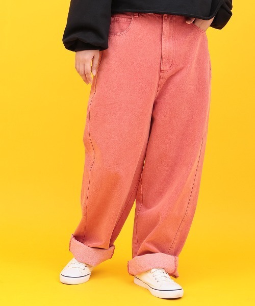 チチカカ(チチカカ)の「Orale! カラーバレルパンツ(デニムパンツ・レディース・レッド/カーキ/グレー・FREE)」の1枚目の写真