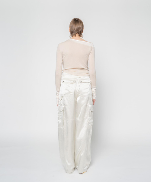 muller of yoshiokubo（ミュラーオブヨシオクボ）の「muller of yoshiokubo ミュラーオブヨシオクボ / GLITTER SIX POCKET PANTS グリッターシックスポケットパンツ / MLF25416（その他パンツ・レディース・アイボリー/ネイビー・38/36）」の6枚目の写真