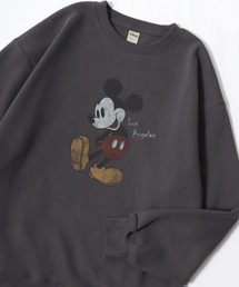 Disney/ディズニー オーバーサイズ 裏起毛 ミッキー ピグメント風 ヴィンテージライク プリントスウェットトレーナー レディース メンズ