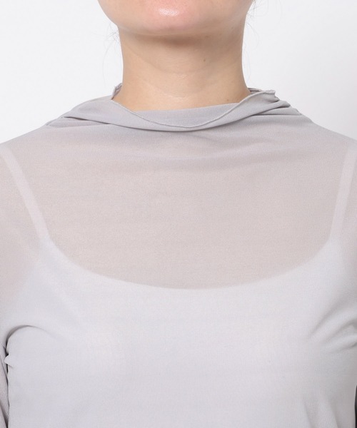 mysty woman（ミスティウーマン）の「プチハイネックシアーカットソー 581995（Tシャツ/カットソー・レディース・グレー/ブラック/ホワイト系その他・FREE）」の5枚目の写真