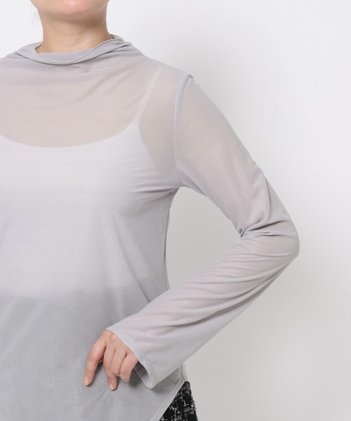 mysty woman（ミスティウーマン）の「プチハイネックシアーカットソー 581995（Tシャツ/カットソー・レディース・グレー/ブラック/ホワイト系その他・FREE）」の6枚目の写真