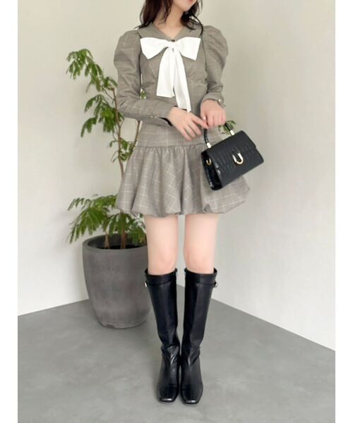 セール】バルーンチェックミニワンピース（ワンピース）｜dazzlin