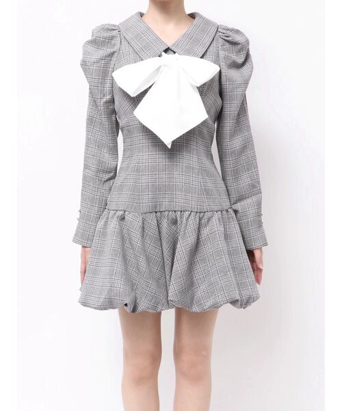 バルーンチェックミニワンピース dazzlin ダズリン セール】バルーンチェックミニワンピース（ワンピース）｜dazzlin