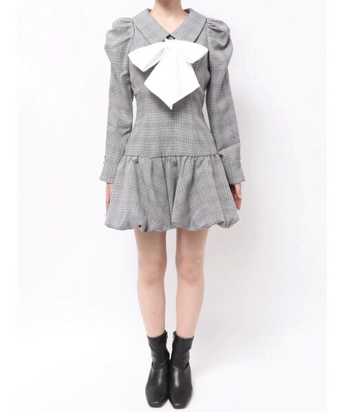 セール】バルーンチェックミニワンピース（ワンピース）｜dazzlin