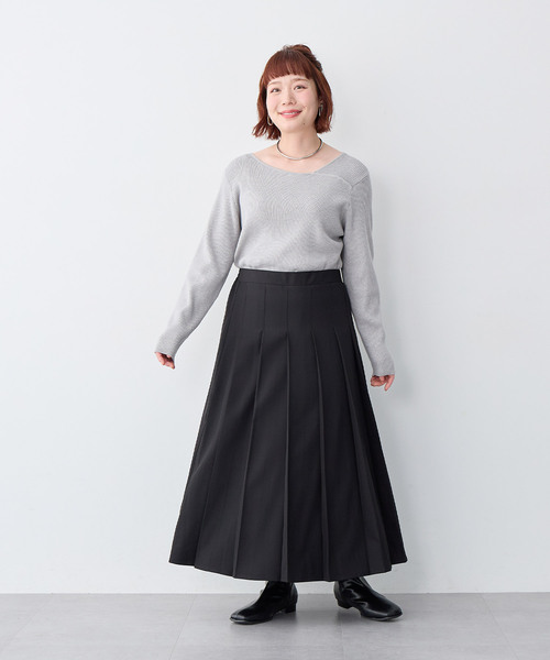 anyfee(エニフィー)の「【anyfee/大きいサイズ】ロングプリーツスカート(スカート・レディース・ブラック/グレー・5L/4L/3L/LL)」の3枚目の写真
