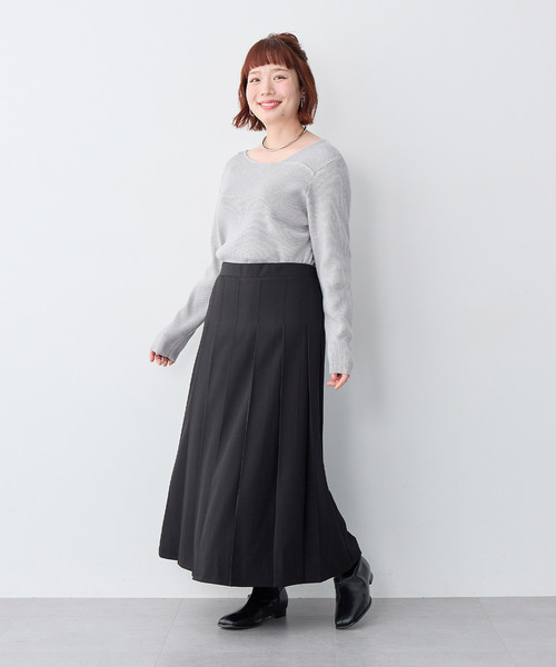 anyfee(エニフィー)の「【anyfee/大きいサイズ】ロングプリーツスカート(スカート・レディース・ブラック/グレー・5L/4L/3L/LL)」の4枚目の写真