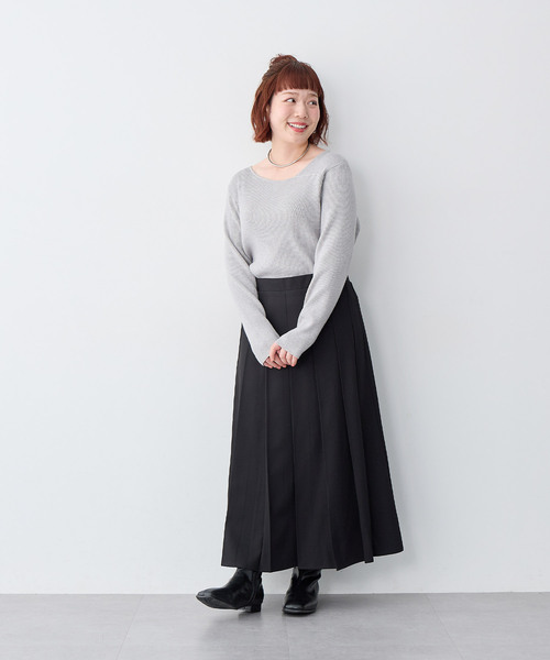 anyfee(エニフィー)の「【anyfee/大きいサイズ】ロングプリーツスカート(スカート・レディース・ブラック/グレー・5L/4L/3L/LL)」の5枚目の写真