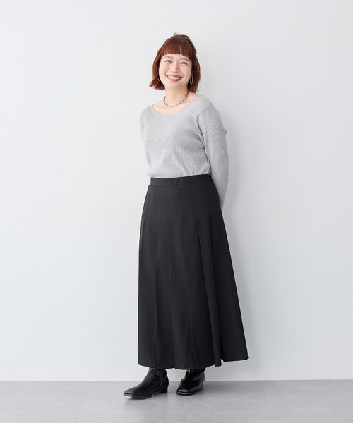 anyfee(エニフィー)の「【anyfee/大きいサイズ】ロングプリーツスカート(スカート・レディース・ブラック/グレー・5L/4L/3L/LL)」の6枚目の写真
