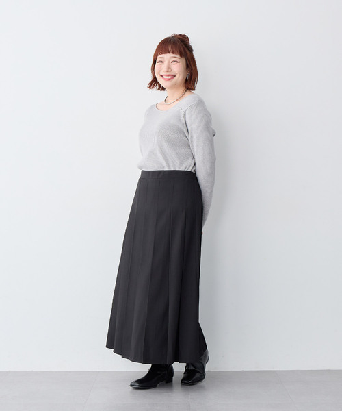 anyfee(エニフィー)の「【anyfee/大きいサイズ】ロングプリーツスカート(スカート・レディース・ブラック/グレー・5L/4L/3L/LL)」の7枚目の写真