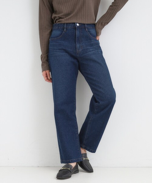 SHOO・LA・RUE（シューラルー）の「【S-LL】程よくゆったりな 柔らかデニムテーパードパンツ（デニムパンツ・レディース・ネイビー/ブラック/ライトベージュ/ブルー・01/02/03/04）」の3枚目の写真