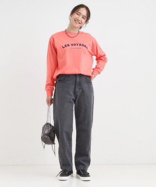 SHOO・LA・RUE（シューラルー）の「【S-LL】程よくゆったりな 柔らかデニムテーパードパンツ（デニムパンツ・レディース・ネイビー/ブラック/ライトベージュ/ブルー・01/02/03/04）」の7枚目の写真