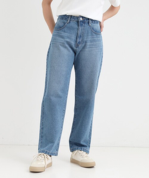 SHOO・LA・RUE（シューラルー）の「【S-LL】程よくゆったりな 柔らかデニムテーパードパンツ（デニムパンツ・レディース・ネイビー/ブラック/ライトベージュ/ブルー・01/02/03/04）」の14枚目の写真