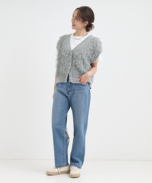 SHOO・LA・RUE（シューラルー）の「【S-LL】程よくゆったりな 柔らかデニムテーパードパンツ（デニムパンツ・レディース・ネイビー/ブラック/ライトベージュ/ブルー・01/02/03/04）」の15枚目の写真