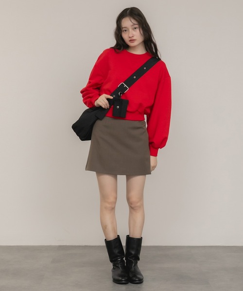 HEILIS（ヘイリス）の「台形ミニスカート(インパン付き) / スコート ブラウン ブラック ミニスカート タイトスカート 秋服 冬服 春服 トラッド 韓国 シティガール ガーリー ノームコア スカパン（スカート・レディース・ブラウン/ブラック・FREE）」の8枚目の写真