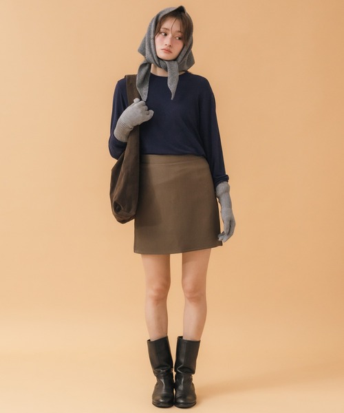 台形ミニスカート(インパン付き) / スコート ブラウン ブラック ミニ