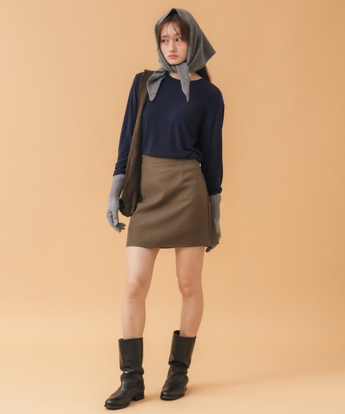 台形ミニスカート(インパン付き) / スコート ブラウン ブラック ミニ