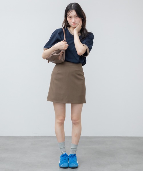 HEILIS（ヘイリス）の「台形ミニスカート(インパン付き) / スコート ブラウン ブラック ミニスカート タイトスカート 秋服 冬服 春服 トラッド 韓国 シティガール ガーリー ノームコア スカパン（スカート・レディース・ブラウン/ブラック・FREE）」の15枚目の写真
