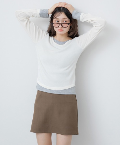 HEILIS（ヘイリス）の「台形ミニスカート(インパン付き) / スコート ブラウン ブラック ミニスカート タイトスカート 秋服 冬服 春服 トラッド 韓国 シティガール ガーリー ノームコア スカパン（スカート・レディース・ブラウン/ブラック・FREE）」の17枚目の写真