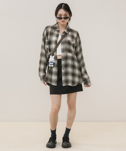 HEILIS（ヘイリス）の「台形ミニスカート(インパン付き) / スコート ブラウン ブラック ミニスカート タイトスカート 秋服 冬服 春服 トラッド 韓国 シティガール ガーリー ノームコア スカパン（スカート・レディース・ブラウン/ブラック・FREE）」の22枚目の写真
