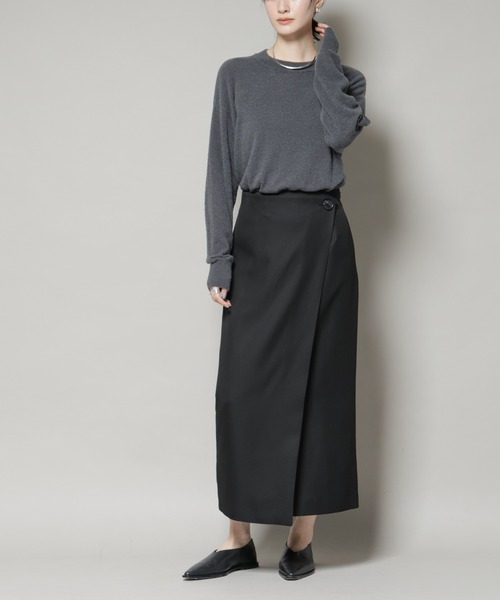 NANO universe（ナノユニバース）の「【撥水加工】ラップ風スカート（スカート・レディース・グレー/ブラック/ブラウン・FREE）」の2枚目の写真