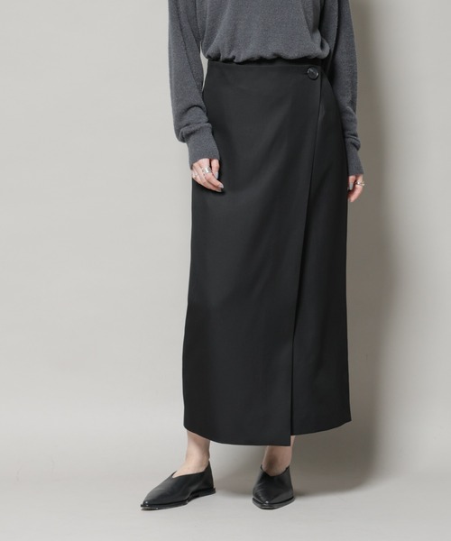 NANO universe（ナノユニバース）の「【撥水加工】ラップ風スカート（スカート・レディース・グレー/ブラック/ブラウン・FREE）」の12枚目の写真