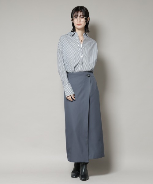 NANO universe（ナノユニバース）の「【撥水加工】ラップ風スカート（スカート・レディース・グレー/ブラック/ブラウン・FREE）」の7枚目の写真