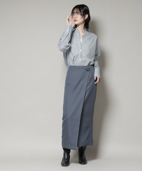 NANO universe（ナノユニバース）の「【撥水加工】ラップ風スカート（スカート・レディース・グレー/ブラック/ブラウン・FREE）」の11枚目の写真