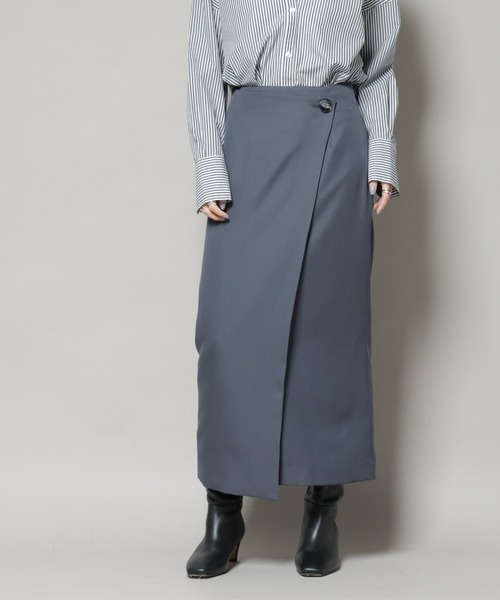 NANO universe（ナノユニバース）の「【撥水加工】ラップ風スカート（スカート・レディース・グレー/ブラック/ブラウン・FREE）」の5枚目の写真